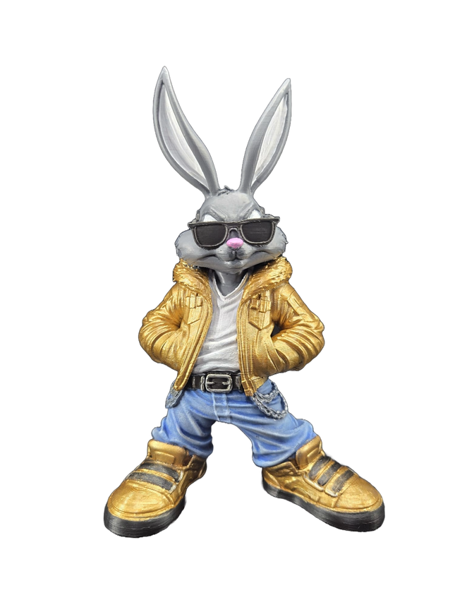 Street Style Bunny Figurine – Gold Edition Collectible