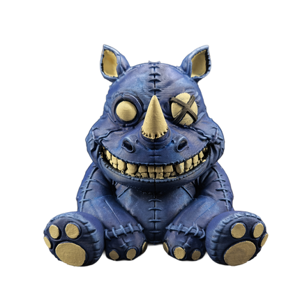 Creepy Stitched Rhino Figure – Hand Painted 3D Print