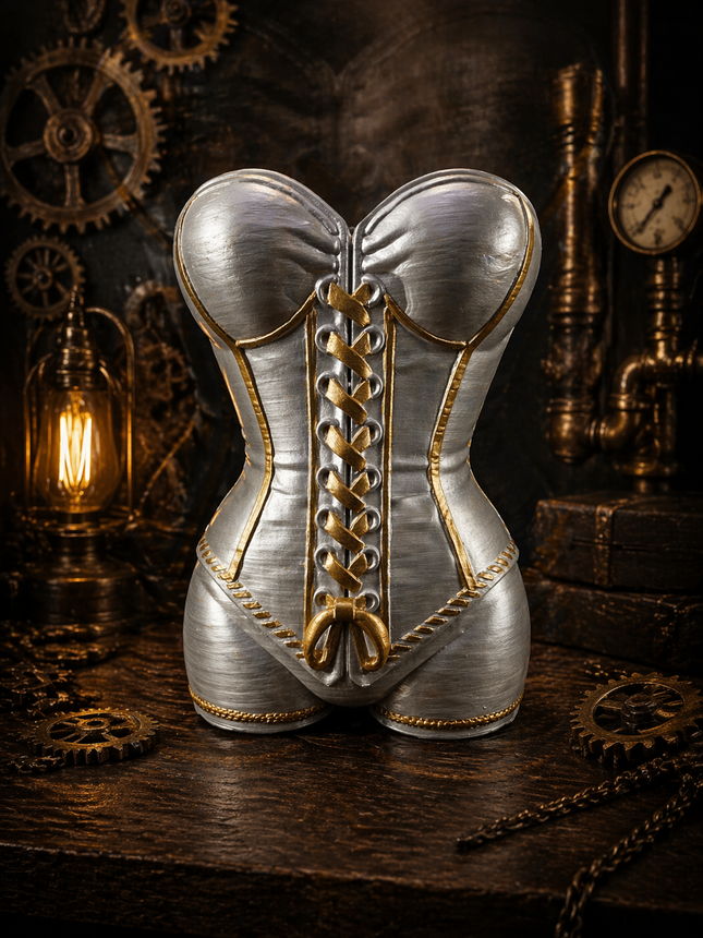 Steampunk Corset Vase – Hand Painted Decorative Statement Piece