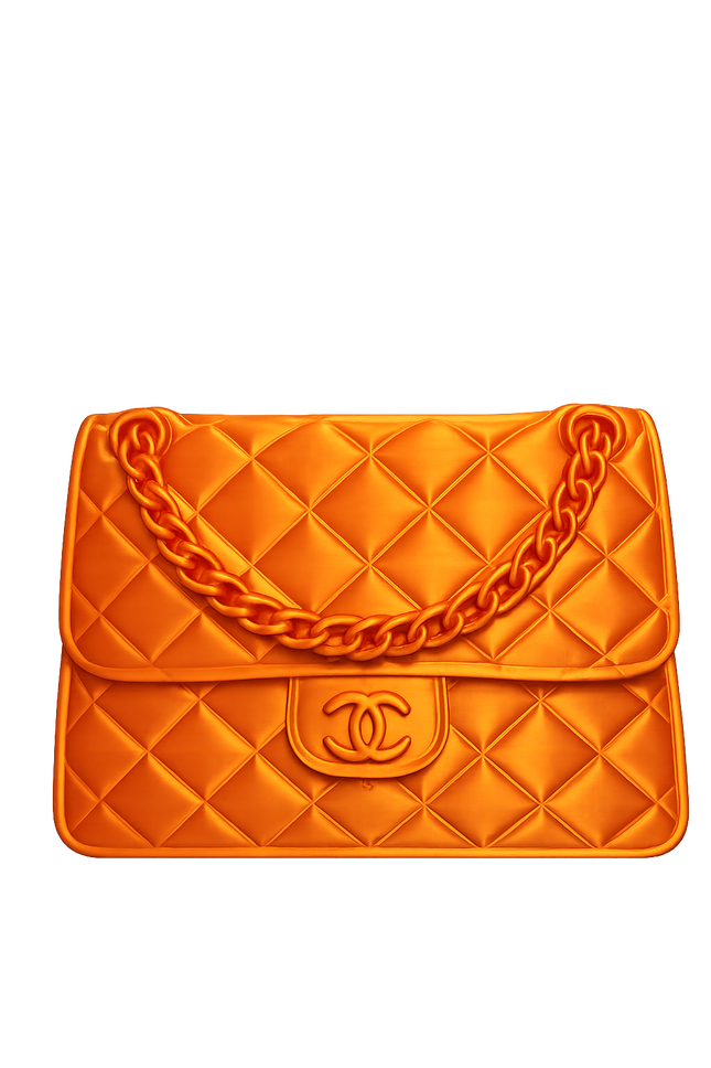 Designer-Inspired Quilted Handbag Vase – Luxury 3D Printed Home Décor (Orange)