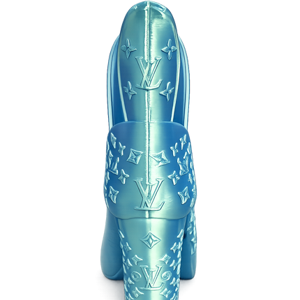 Designer Style Boot Vase | Silk PLA Decorative Home Accent (Blue)