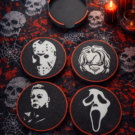 Horror Coaster Set – Michael, Jason, Chucky &amp; Ghost Face (PLA+)