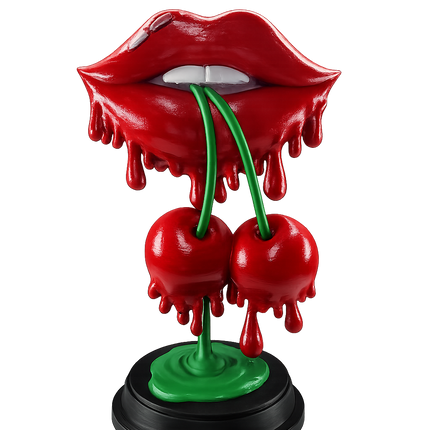 Dripping Cherry Lips Sculpture – 3D Printed Display Piece