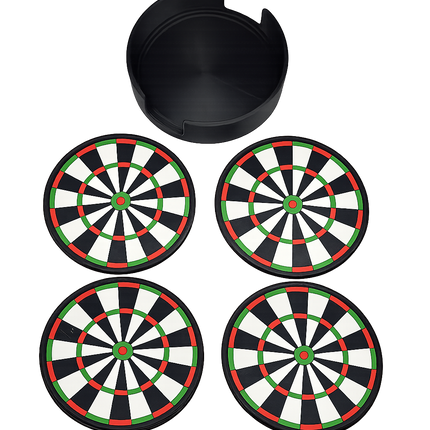 Dartboard Coaster Set – 3D Printed Drink Coasters with Holder