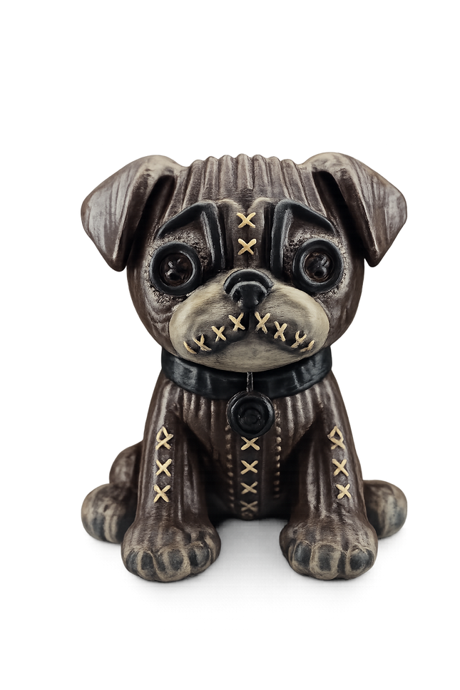 Bad Intentions Stitched Pug Figure – Hand Painted 3D Printed Horror Collectible