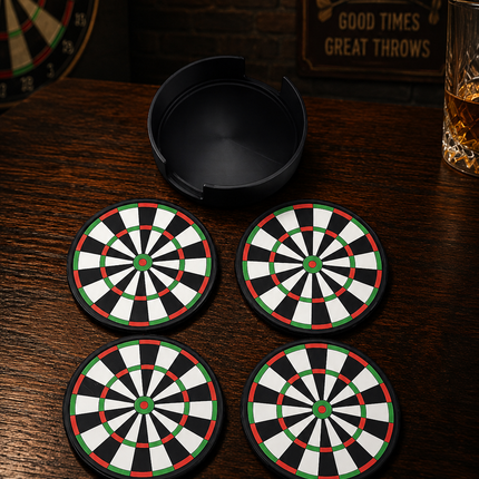 Dartboard Coaster Set – 3D Printed Drink Coasters with Holder