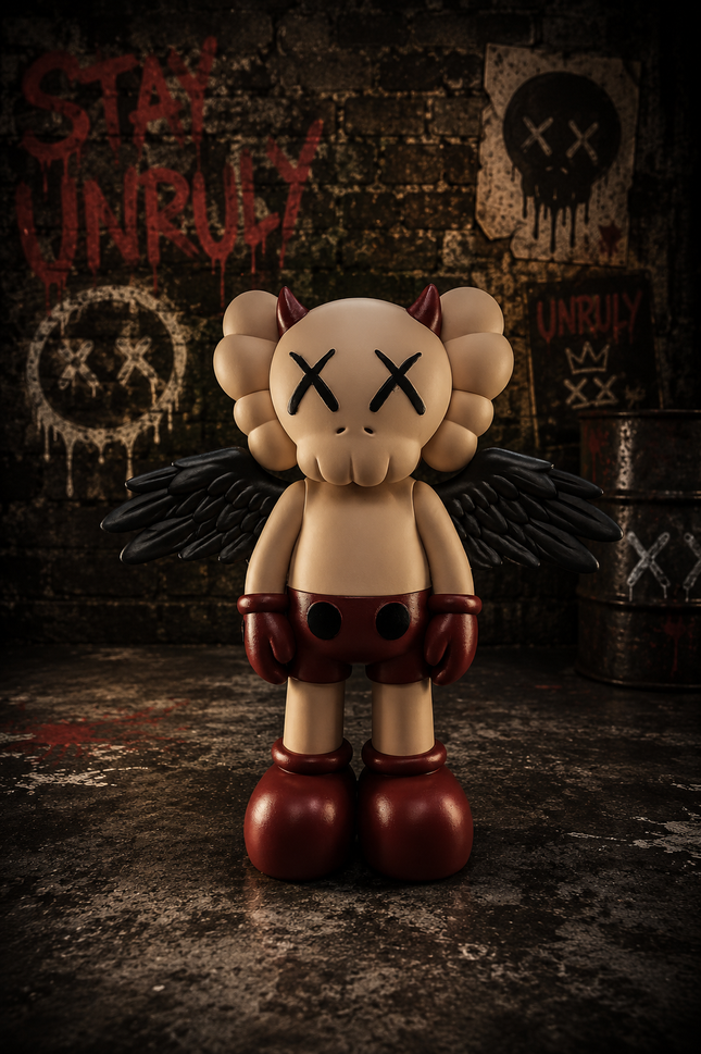 Kaws Dark Angel Skull Figure – Hand Painted 3D Printed Collectible