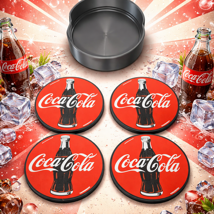 Retro Cola Coaster Set – 3D Printed PLA+ (4 Pack with Holder)