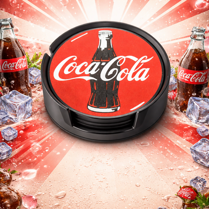 Retro Cola Coaster Set – 3D Printed PLA+ (4 Pack with Holder)