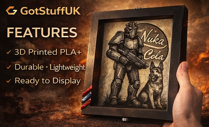 Fallout Inspired 3D Wall Art – Nuka Cola Soldier &amp; Dog Frame (PLA+) – 21cm x 16cm