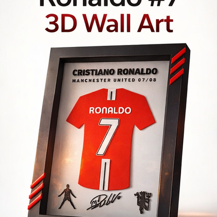Cristiano Ronaldo 3D Printed Wall Art Frame – PLA+ (21cm x 16cm)