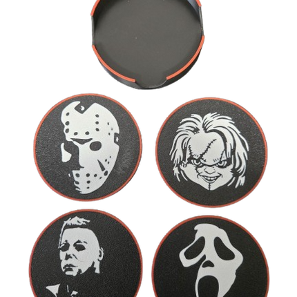 Horror Coaster Set – Michael, Jason, Chucky &amp; Ghost Face (PLA+)