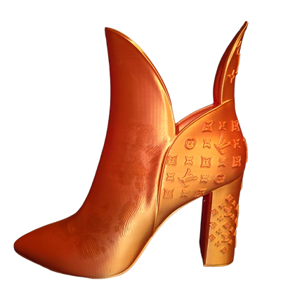 Designer Style Boot Vase | Silk PLA Decorative Home Accent (Orange)