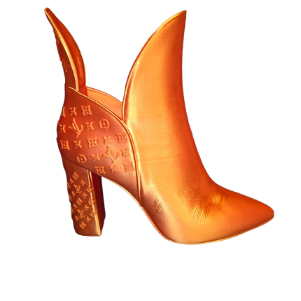 Designer Style Boot Vase | Silk PLA Decorative Home Accent (Orange)