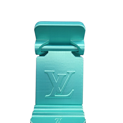 Designer Inspired Phone Holder – 3D Printed in Silk PLA+ (Teal)