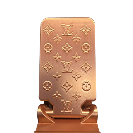 Designer Inspired Phone Holder – 3D Printed in Silk PLA+ (Copper)
