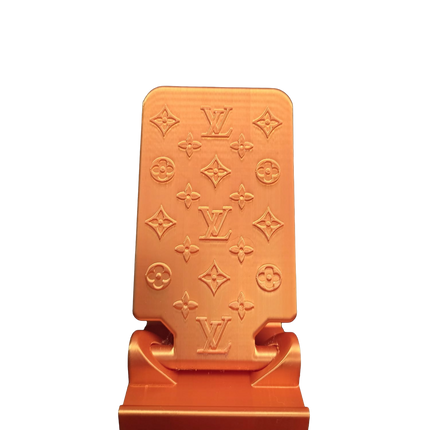Designer Inspired Phone Holder – 3D Printed in Silk PLA+ (Orange)