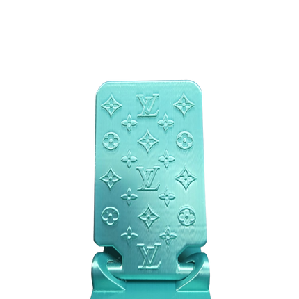 Designer Inspired Phone Holder – 3D Printed in Silk PLA+ (Teal)