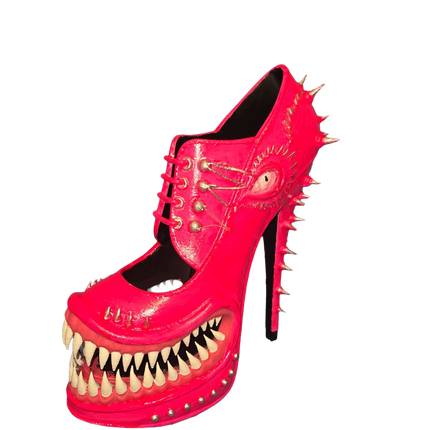 Gothic Monster High Heel Ornament – Horror-Inspired 3D Printed Décor (Pink)