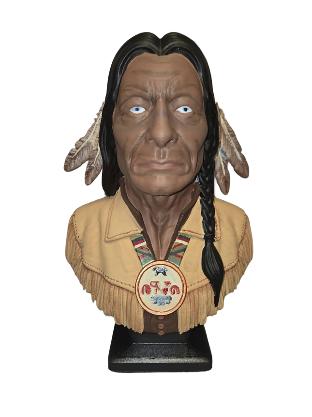 Native American Warrior Bust – Hand Painted