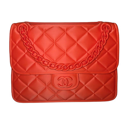 Designer-Inspired Quilted Handbag Vase – Luxury 3D Printed Home Décor (RED)