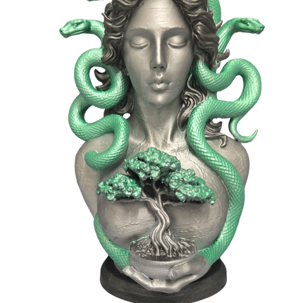 Serpent Goddess Bust with Bonsai – Hand Painted