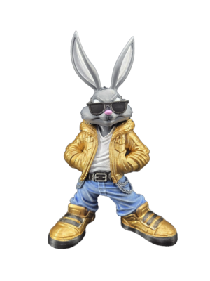 Street Style Bunny Figurine – Gold Edition Collectible
