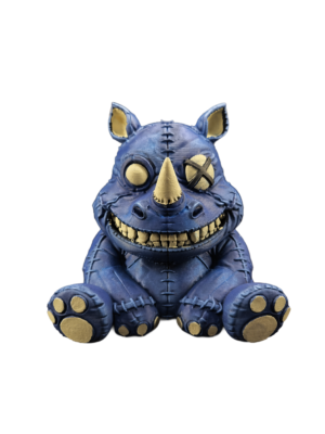 Creepy Stitched Rhino Figure – Hand Painted 3D Print