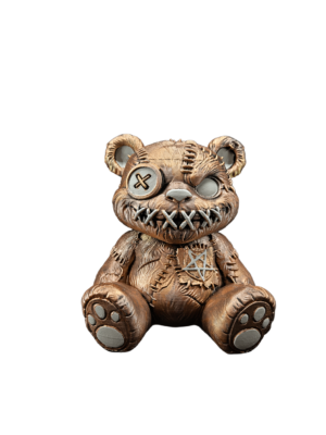 Gothic Stitched Teddy Bear – Hand Painted Horror Decor
