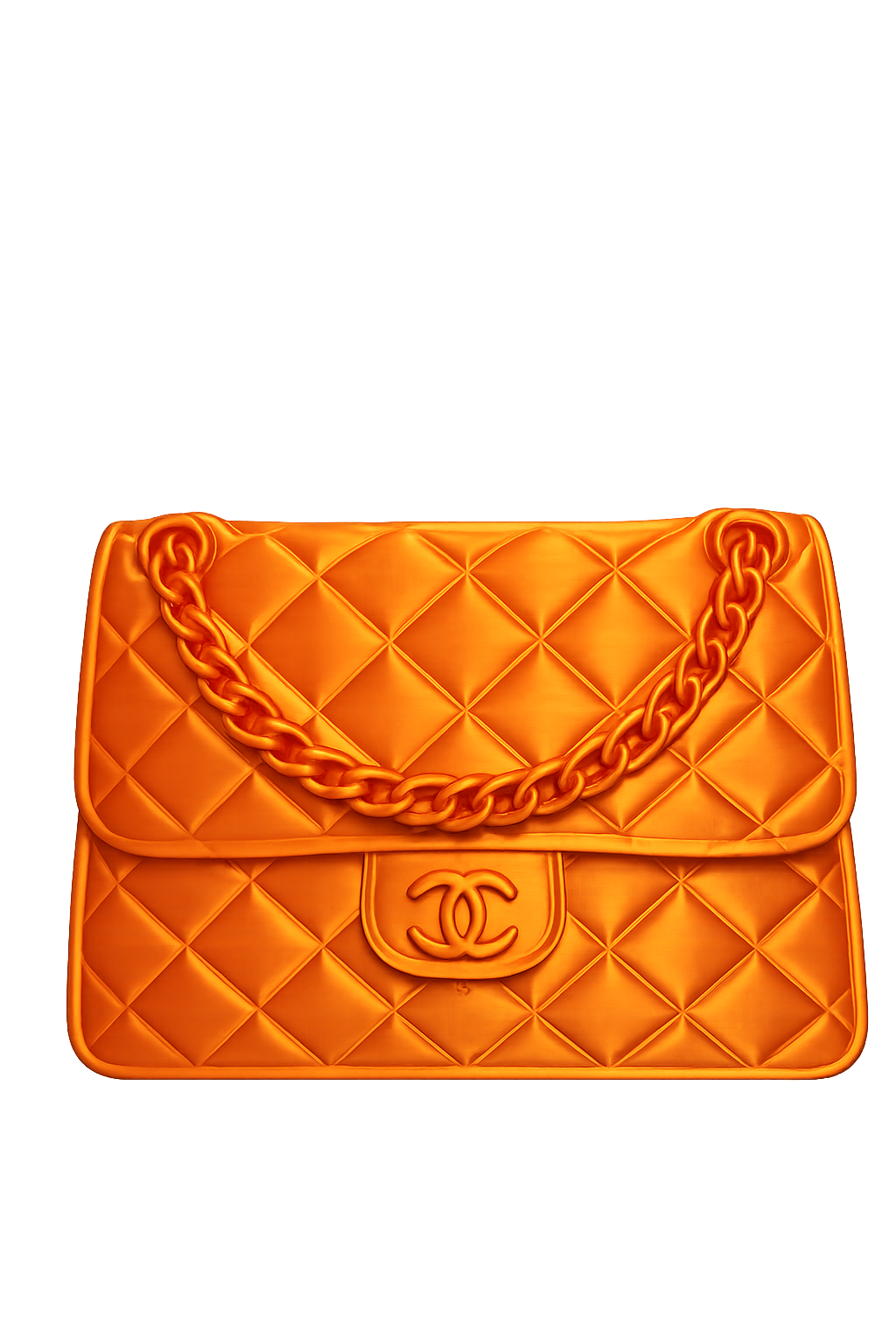 Designer-Inspired Quilted Handbag Vase – Luxury 3D Printed Home Décor (Orange)