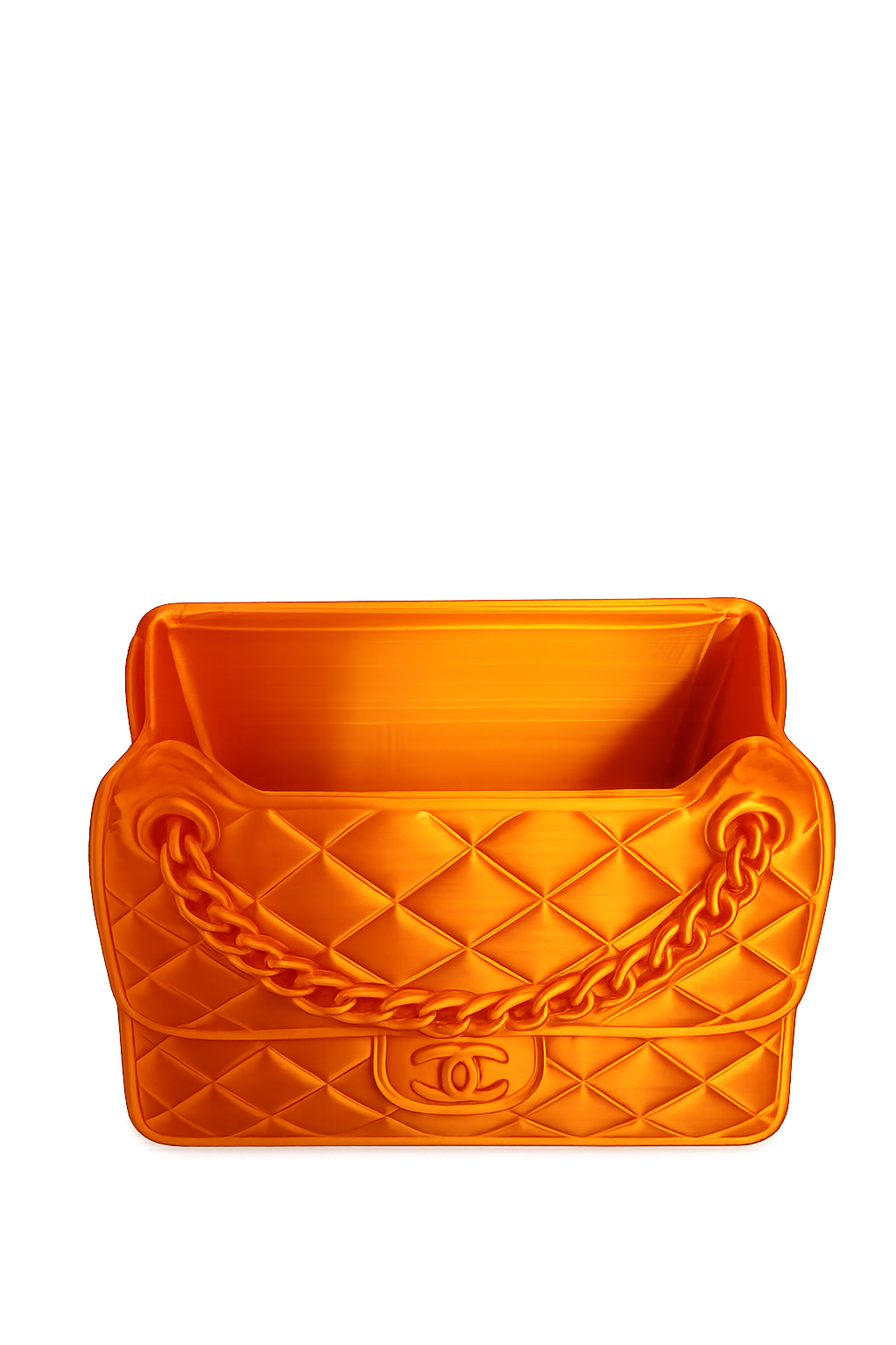Designer-Inspired Quilted Handbag Vase – Luxury 3D Printed Home Décor (Orange) - Image 2