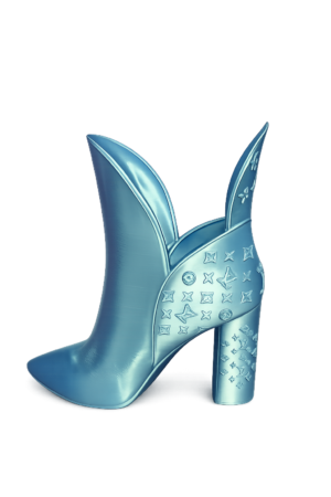 Designer Style Boot Vase | Silk PLA Decorative Home Accent (Blue)