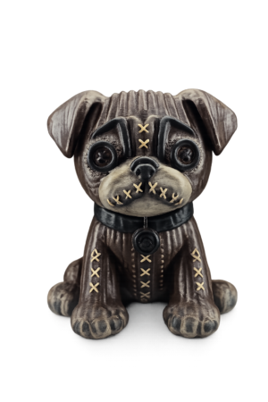 Bad Intentions Stitched Pug Figure – Hand Painted 3D Printed Horror Collectible