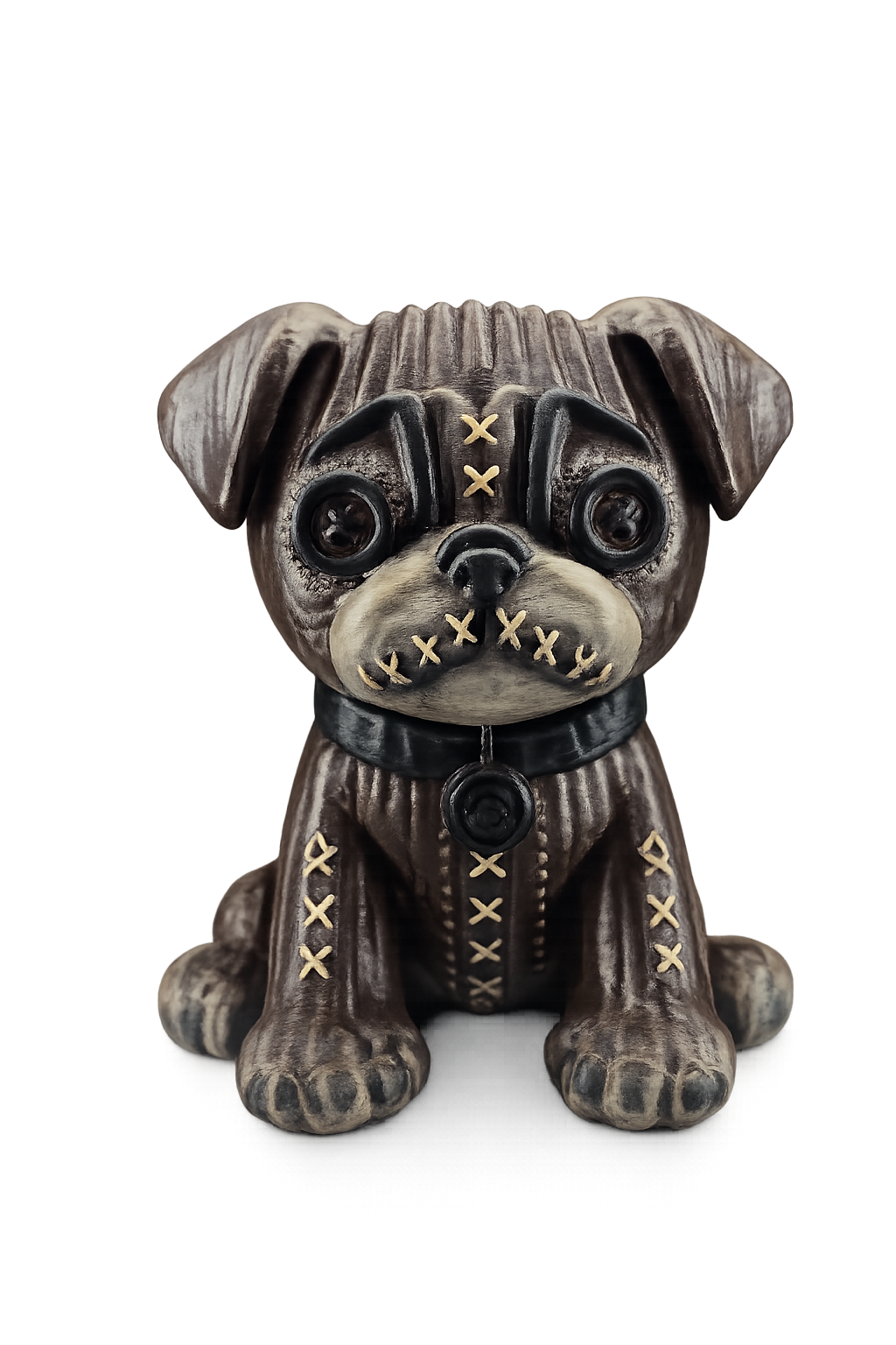 Bad Intentions Stitched Pug Figure – Hand Painted 3D Printed Horror Collectible