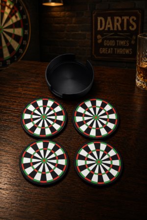 Dartboard Coaster Set – 3D Printed Drink Coasters with Holder