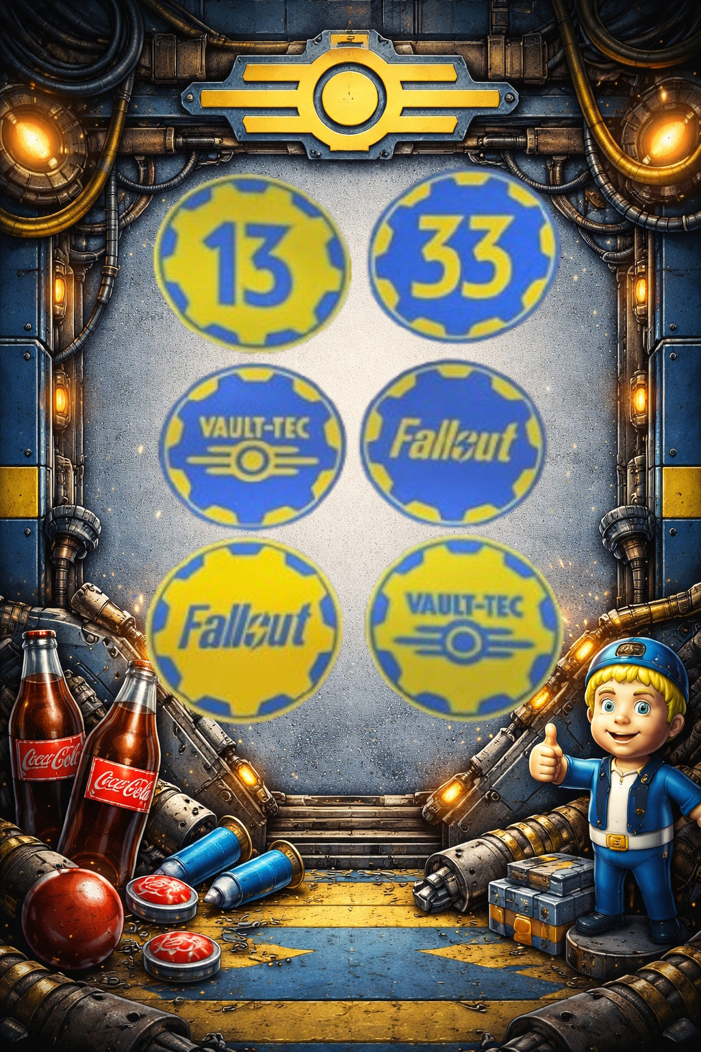 Fallout-Inspired Coaster Set (6 Pack) – 3D Printed PLA+