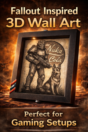 Fallout Inspired 3D Wall Art – Nuka Cola Soldier & Dog Frame (PLA+) – 21cm x 16cm
