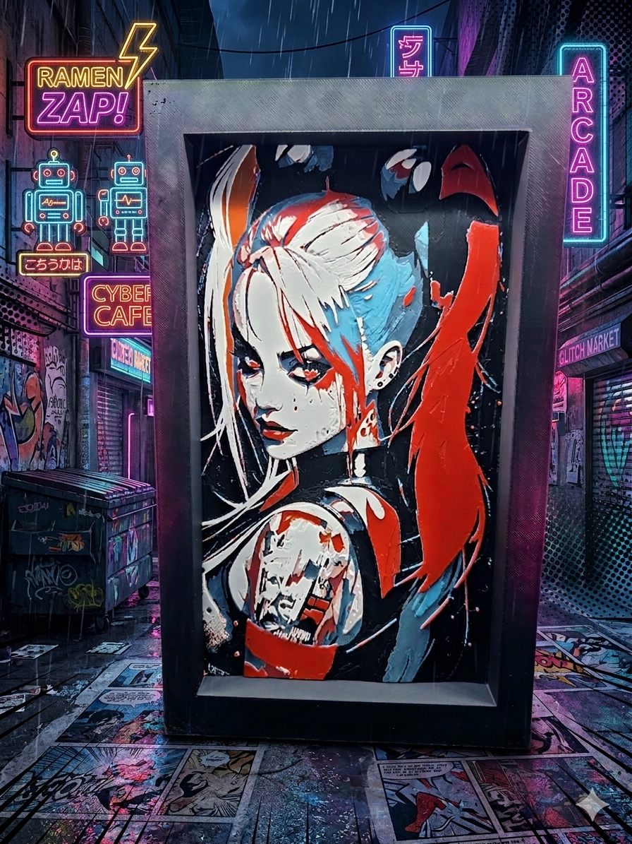 3D Printed Pop Art Wall Plaque – Hand Finished PLA+ Artwork