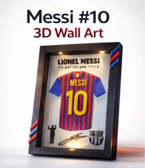 Lionel Messi 3D Printed Wall Art Frame – Barcelona #10 (PLA+) – 21cm x 16cm