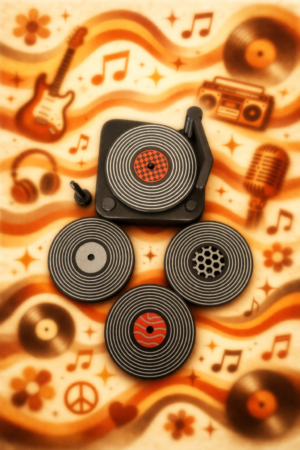 Retro Style Record Player Coaster Set – 3D Printed (PLA+)