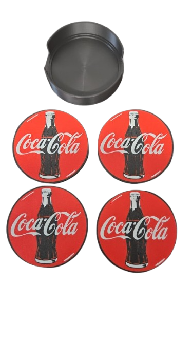 Retro Cola Coaster Set – 3D Printed PLA+ (4 Pack with Holder) - Image 3