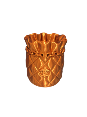 Designer-Inspired Quilted Brush & Pen Holder | Luxury Silk PLA+ 3D Printed Makeup Organiser & Desk Accessory (Copper)