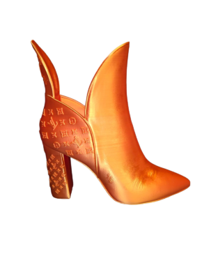 Designer Style Boot Vase | Silk PLA Decorative Home Accent (Orange)