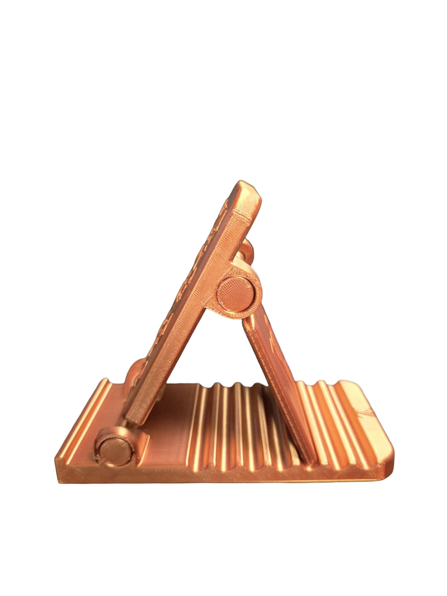 Designer Inspired Phone Holder – 3D Printed in Silk PLA+ (Copper) - Image 2