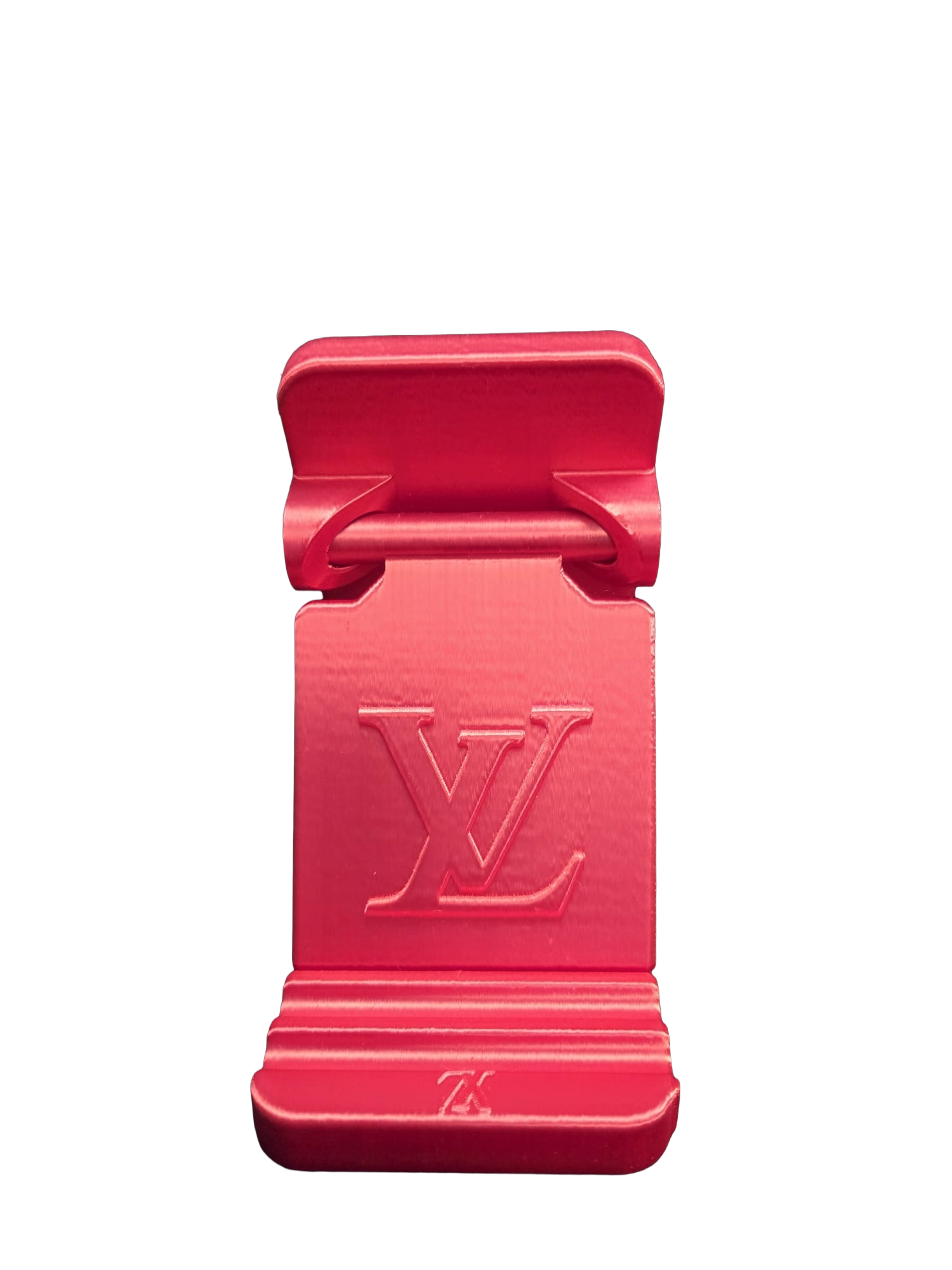 Designer Inspired Phone Holder – 3D Printed in Silk PLA+ (Red) - Image 3