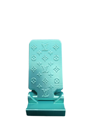 Designer Inspired Phone Holder – 3D Printed in Silk PLA+ (Teal)