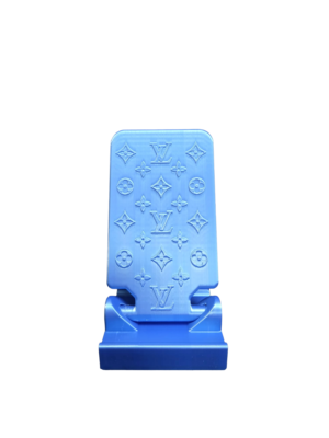 Designer Inspired Phone Holder – 3D Printed in Silk PLA+ (Blue)
