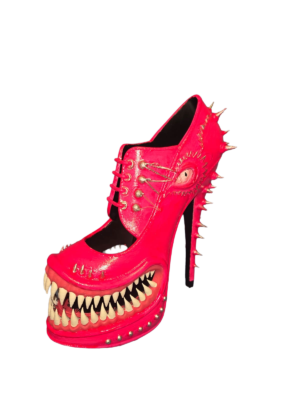 Gothic Monster High Heel Ornament – Horror-Inspired 3D Printed Décor (Pink)