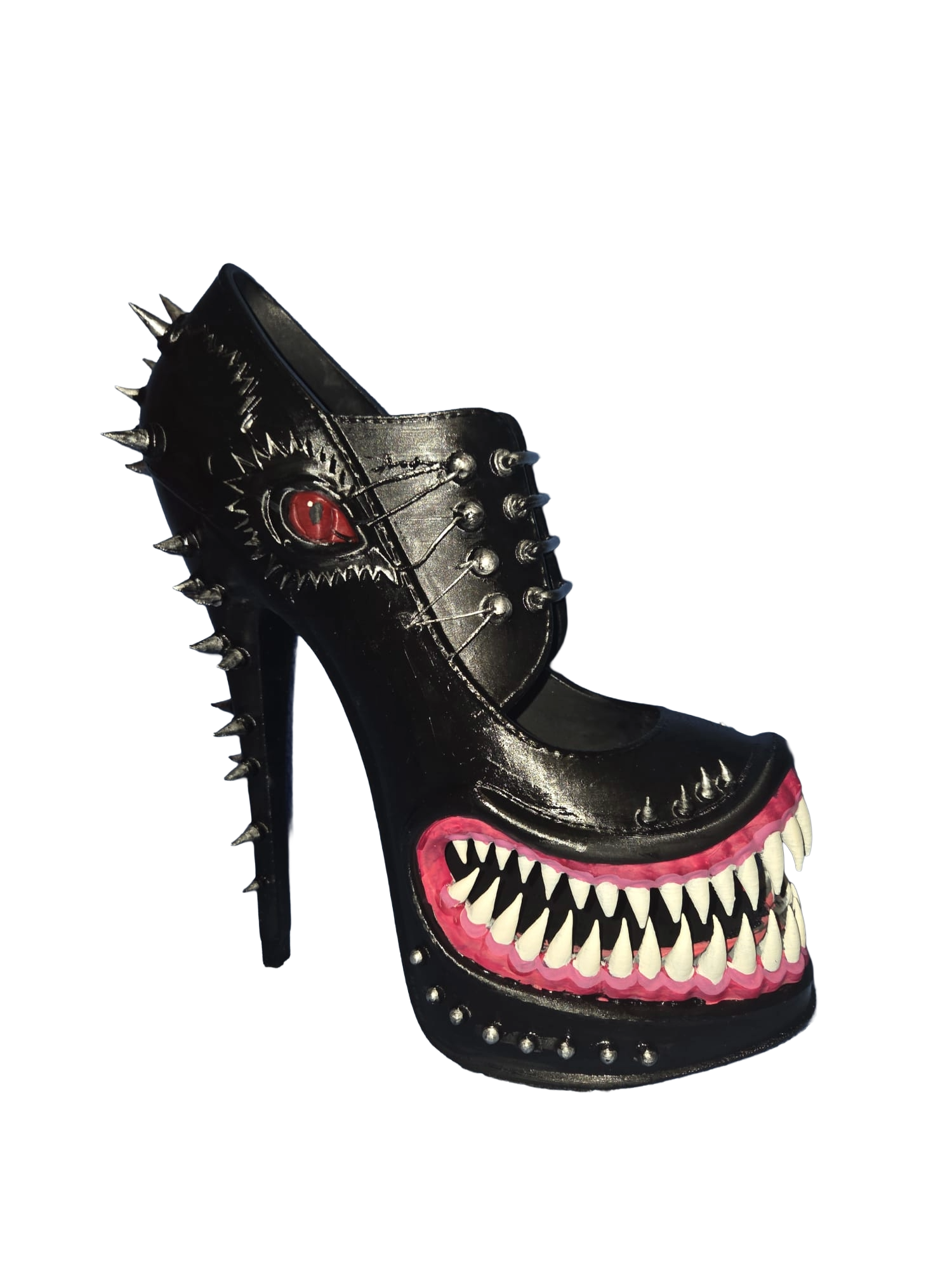 Gothic Monster High Heel Ornament – Horror-Inspired 3D Printed Décor (Black)