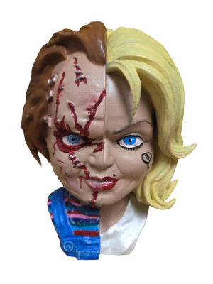 Split Horror Couple Bust – Hand Painted